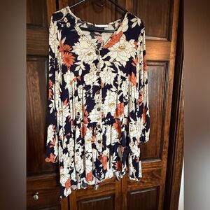 Floral Button-Down Women's Long Top /Dress